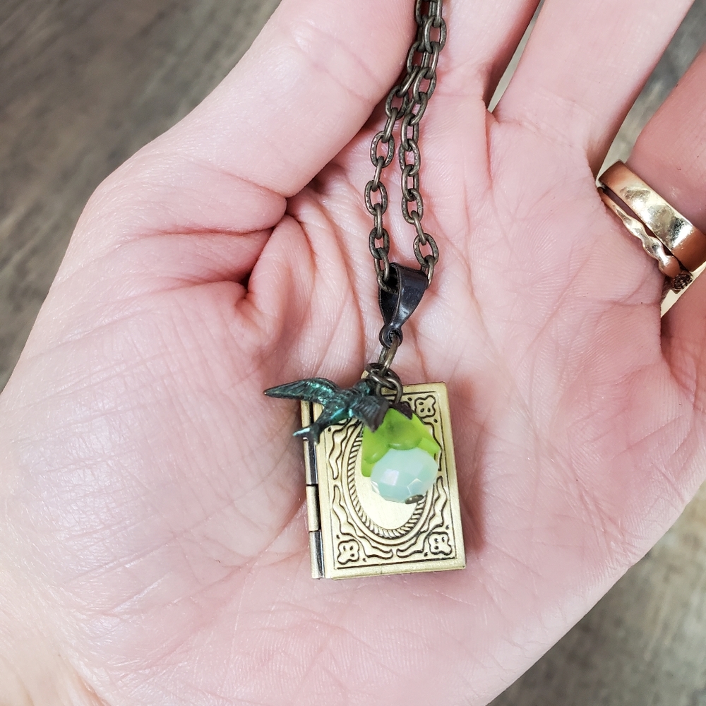 ⭐2/$20 Brass book locket with charms necklace - Picture 6 of 6
